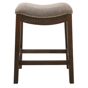 Homeroots 26" Gray And Wood Brown Fabric And Solid Wood Backless Counter Height Bar Chair   380056