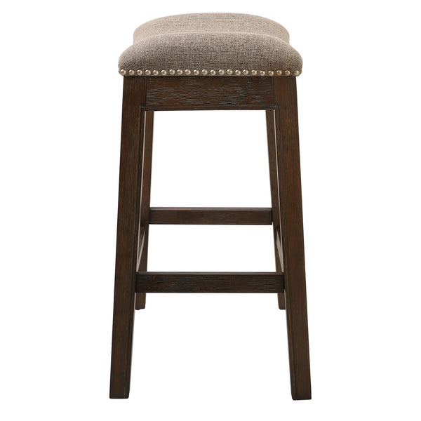 Homeroots 26" Gray And Wood Brown Fabric And Solid Wood Backless Counter Height Bar Chair   380056