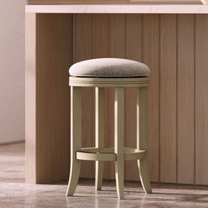 HomeRoots 25" Elegant Gray and Ivory Backless Swivel Bar Stool - Modern Comfort for Kitchen and Dining Spaces 380060