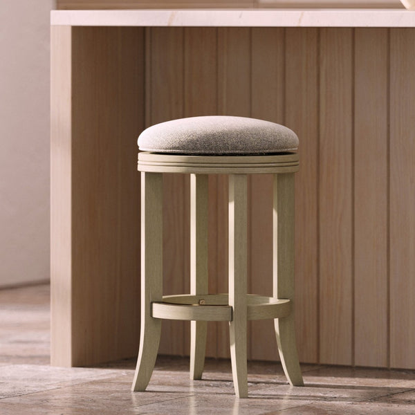 HomeRoots 25" Elegant Gray and Ivory Backless Swivel Bar Stool - Modern Comfort for Kitchen and Dining Spaces 380060