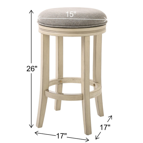 HomeRoots 25" Elegant Gray and Ivory Backless Swivel Bar Stool - Modern Comfort for Kitchen and Dining Spaces 380060