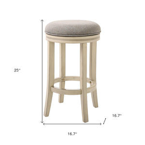 HomeRoots 25" Elegant Gray and Ivory Backless Swivel Bar Stool - Modern Comfort for Kitchen and Dining Spaces 380060