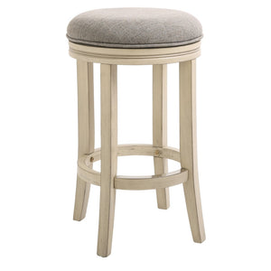 HomeRoots 25" Elegant Gray and Ivory Backless Swivel Bar Stool - Modern Comfort for Kitchen and Dining Spaces 380060
