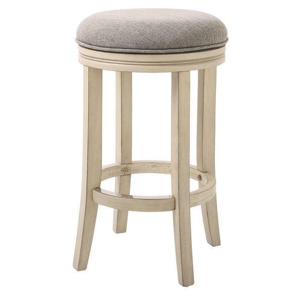 HomeRoots 25" Elegant Gray and Ivory Backless Swivel Bar Stool - Modern Comfort for Kitchen and Dining Spaces 380060