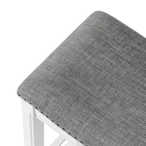 HomeRoots 26" Gray and White Backless Counter Stool - Modern Farmhouse Style with Linen-Blend Comfort & Charm 380062