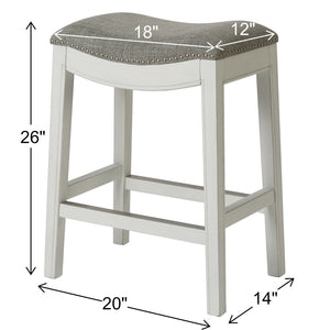 HomeRoots 26" Gray and White Backless Counter Stool - Modern Farmhouse Style with Linen-Blend Comfort & Charm 380062