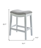 Homeroots 26" Gray And White Solid Wood Backless Counter Height Bar Chair   380062