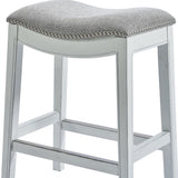 Homeroots 26" Gray And White Solid Wood Backless Counter Height Bar Chair   380062