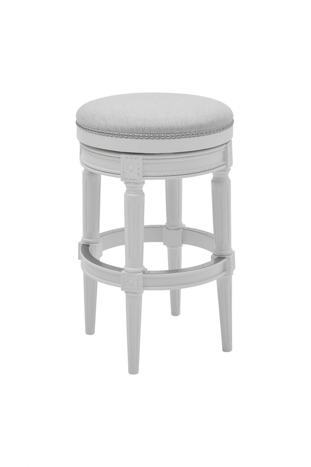 HomeRoots 26" Gray Backless Swivel Bar Chair - Modern Solid Wood Design for Kitchen & Home Bar Seating 380066