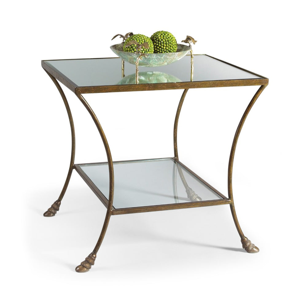 Chelsea House Kendal Antique Bronze End Table With Mirrored Top & Tempered Glass Shelf — Vintage-Inspired Accent Piece 380067