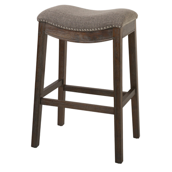 Homeroots 31" Taupe And Brown Solid Wood Backless Bar Height Bar Chair   380067