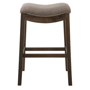 Homeroots 31" Taupe And Brown Solid Wood Backless Bar Height Bar Chair   380067