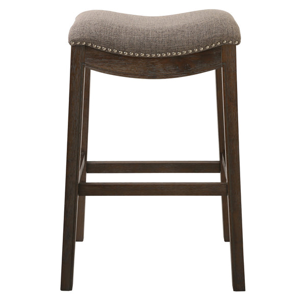 Homeroots 31" Taupe And Brown Solid Wood Backless Bar Height Bar Chair   380067