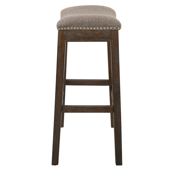 Homeroots 31" Taupe And Brown Solid Wood Backless Bar Height Bar Chair   380067
