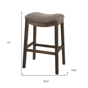 Homeroots 31" Taupe And Brown Solid Wood Backless Bar Height Bar Chair   380067