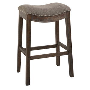 Homeroots 31" Taupe And Brown Solid Wood Backless Bar Height Bar Chair   380067