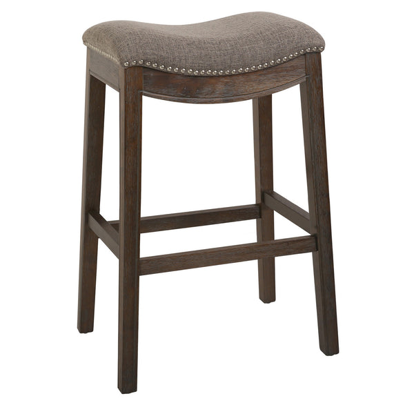 Homeroots 31" Taupe And Brown Solid Wood Backless Bar Height Bar Chair   380067