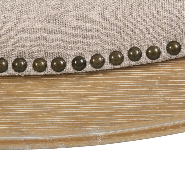 HomeRoots 31" Backless Bar Height Chair: Modern Farmhouse Linen Seat & Solid Wood Base for Elegant Spaces 380068