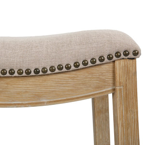 HomeRoots 31" Backless Bar Height Chair: Modern Farmhouse Linen Seat & Solid Wood Base for Elegant Spaces 380068