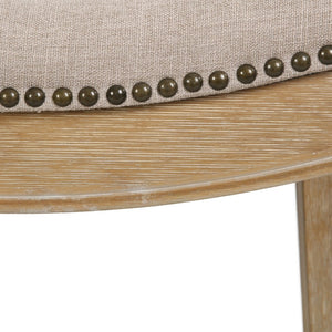 HomeRoots 31" Backless Bar Height Chair: Modern Farmhouse Linen Seat & Solid Wood Base for Elegant Spaces 380068