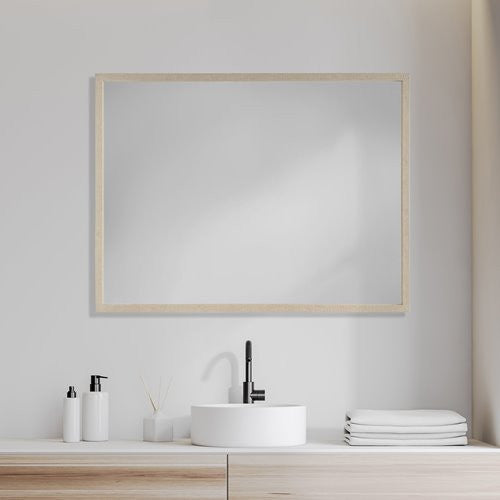 Homeroots Rectangle Natural Accent Mirror With Matte Finish Frame  Polystyrene Foam 380077