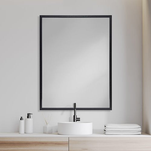 Homeroots Rectangle Espresso Accent Mirror With Lakeside Design  Polystyrene Foam 380078