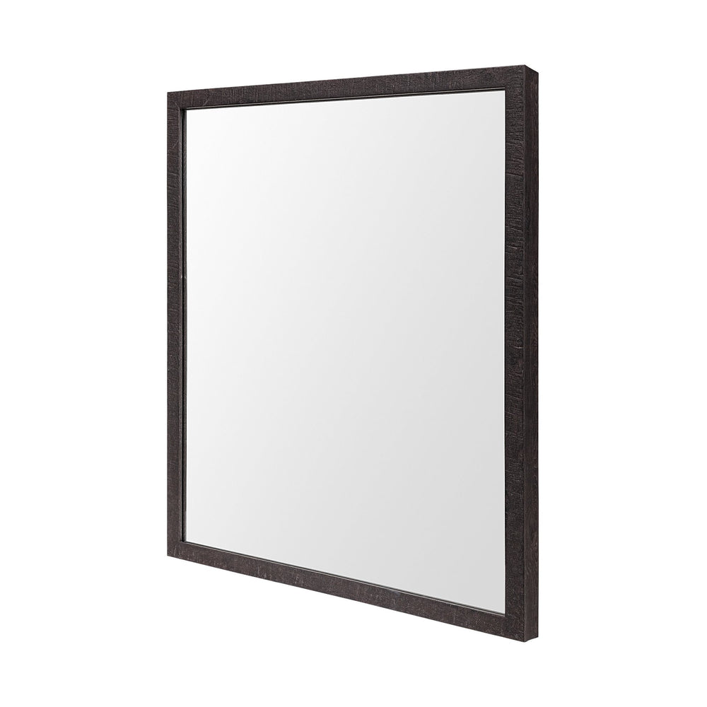 Homeroots Rectangle Espresso Accent Mirror With Lakeside Design  Polystyrene Foam 380083