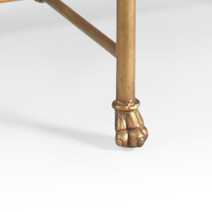 Chelsea House Gordon Oval Cocktail Table With Antique Gold Ornamental Base And Tempered Glass Top For Elegant Living Spaces 380087