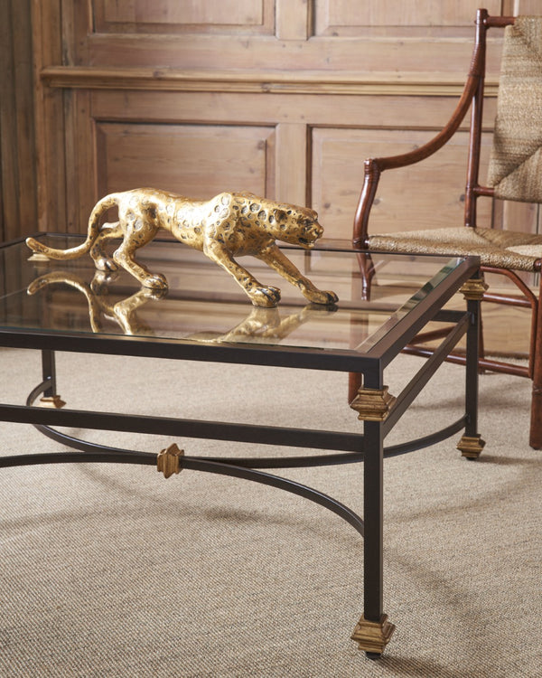 Chelsea House Collar Square Coffee Table With Tempered Glass Top, Dual-Tone Bronze & Gold Metal Frame, 43" Wide 380088