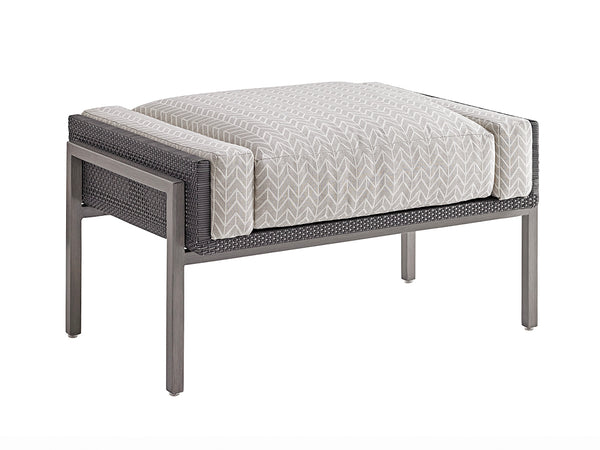 Lexington Tommy Bahama Outdoor 3800-44-40 Del Mar Ottoman - Contemporary Outdoor Seating With Stylish Design & Premium Fabric Gray Wood 3800-44-40