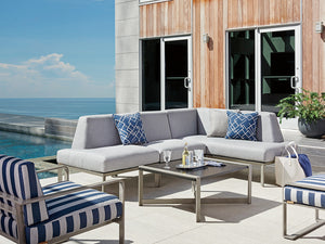 Lexington Tommy Bahama Outdoor 3800-943 Contemporary Rectangular Cocktail Table For Stylish Outdoor Living Spaces & Cozy Sectionals Gray Wood 3800-943