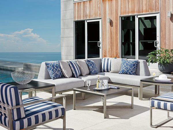 Lexington Tommy Bahama Outdoor 3800-951 Contemporary Corner Table For Outdoor Living - Perfect For Seating And Dining Spaces Gray Wood 3800-951