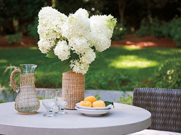 Lexington Tommy Bahama Outdoor 3900-873 Stylish High/Low Bistro Table With Durable Weatherstone Top And Elegant Woven Wicker Design Driftwood Wood 3900-873