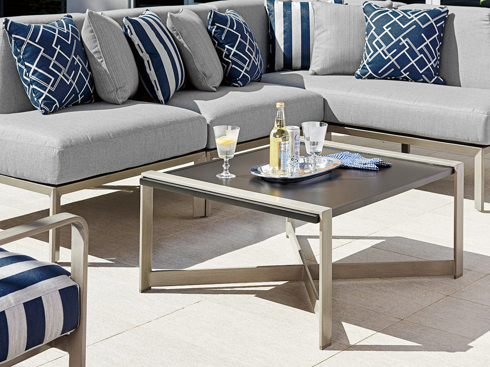 Lexington Tommy Bahama Outdoor 3800-943 Contemporary Rectangular Cocktail Table For Stylish Outdoor Living Spaces & Cozy Sectionals Gray Wood 3800-943