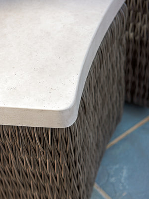 Lexington Tommy Bahama Outdoor 3900-950 Accent Table - Stylish All-weather Wicker With Weatherstone Top For Elegant Outdoor Spaces Driftwood Wood 3900-950