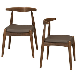 English Elm [video] 5-piece Mid-century Dining Set Rubberwood Frame Faux Leather Ergonomic Chairs Brown,Walnut N759S006011D