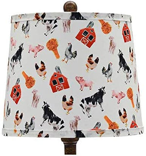 Homeroots Brown Traditional Table Lamp With Farm Animal Printed Shade   380106