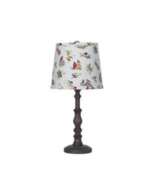 Homeroots Distressed Brown Traditional Table Lamp With Birds Printed Shade   380108