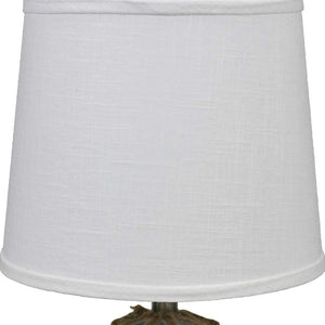 Homeroots 20" Clear Glass Bedside Table Lamp With White Tapered Drum Shade   380128