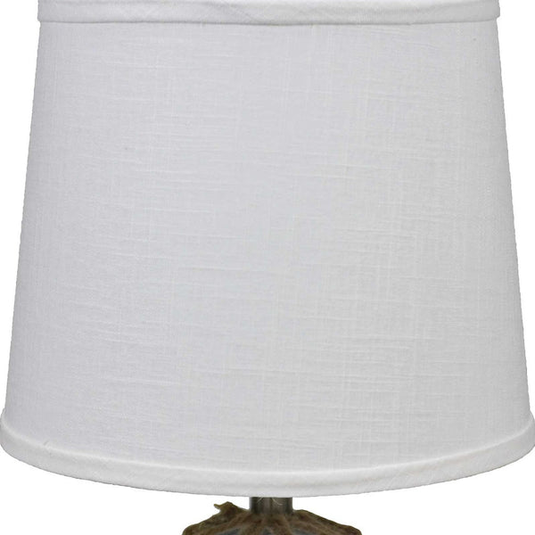 Homeroots 20" Clear Glass Bedside Table Lamp With White Tapered Drum Shade   380128