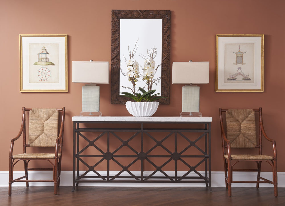 Chelsea House Eton Manor Sofa Table Bronze Base With Veneered White Marble Top, Slim 66" Console For Hallways And Entryways 380134