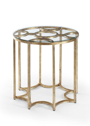 Chelsea House Lisette Antique Gold Side Table With Clear Tempered Glass Top — Sculptural Vintage Glam Accent 380140