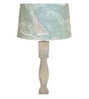 Homeroots Distressed Washed Wood Finish Table Lamp With Sail Away Printed Shade   380140