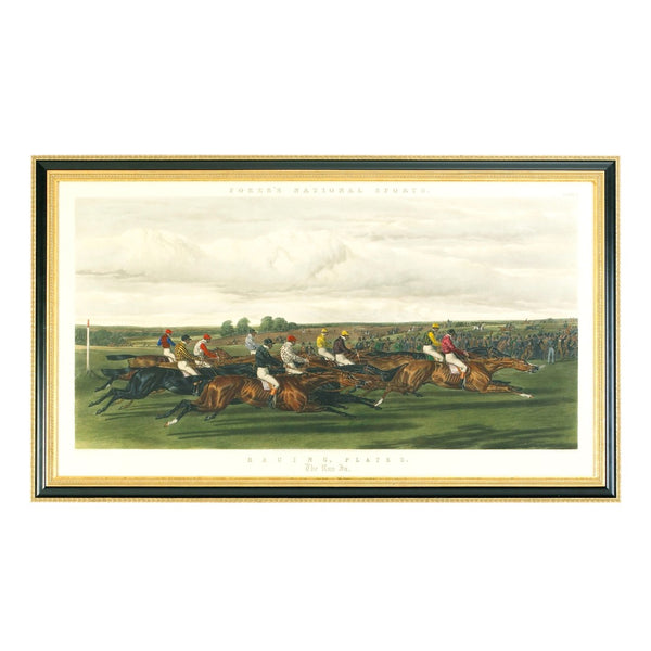 Chelsea House Fores Hand-Colored Racing Engraving In Black & Gold Frame, Glass-Protected 29.5"X49.5" Ready To Hang 380150