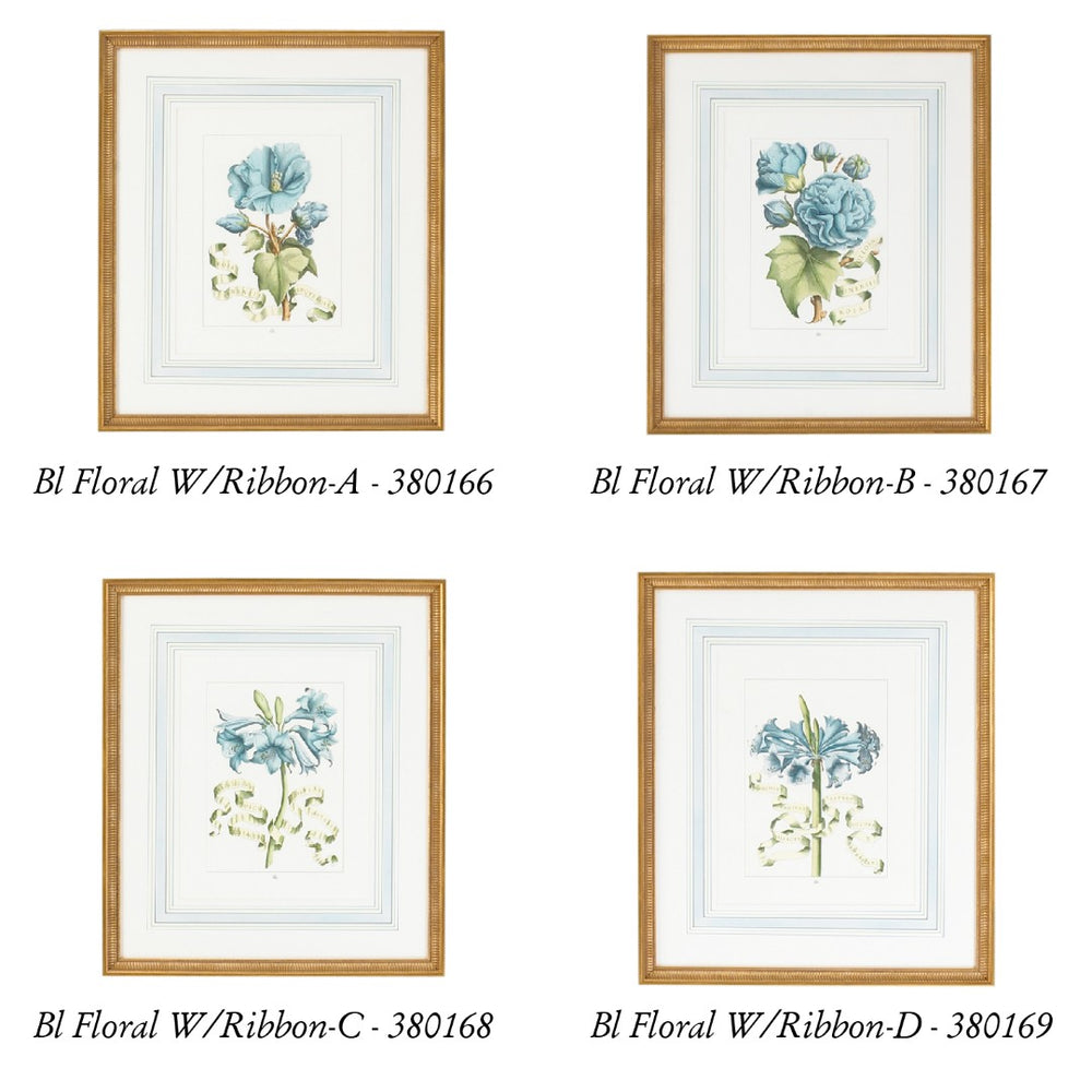 Chelsea House Bl Hand-Colored Floral Engraving From Italy In Gold Frame With Cream Mat — Vintage Botanical Art 22.5" X19" 380168