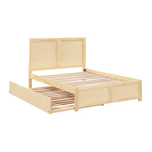 English Elm Contemporary Full Platform Bed Tall Headboard Natural Pine Wood Scandinavian Bedroom Frame B011S02456
