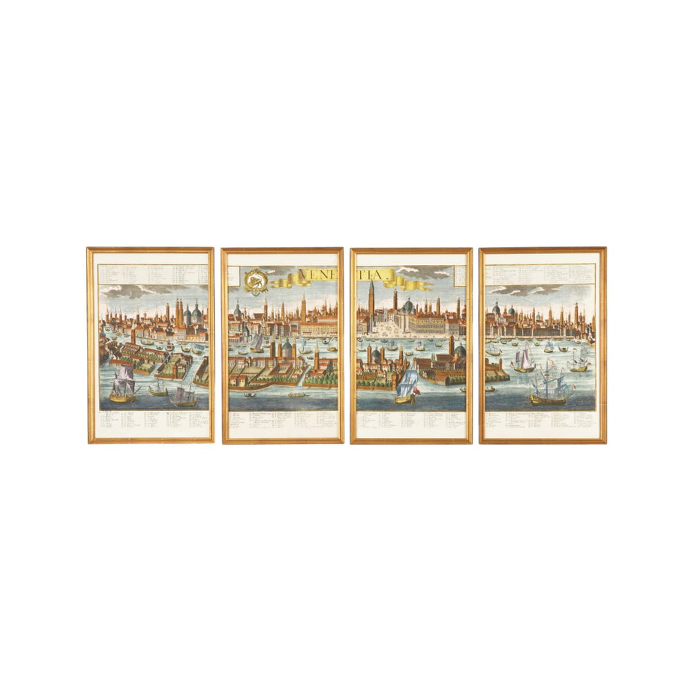 Chelsea House 30-0084 Venetian Engravings Set Of 4-Inches Gold Frames With Glass — Hand-Colored, Gallery-Ready Decor 380187