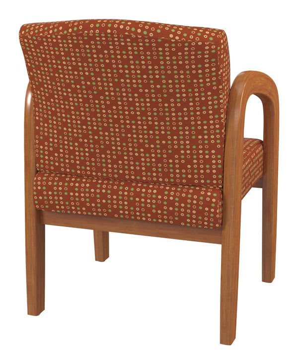 OSP Home Furnishings Medium Oak Wood Visitor Chair with Lumbar Support Taupe Upholstery for Office Waiting Tangelo WD380-K105