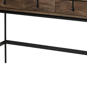 Homeroots 14" Brown And Black Solid Wood Console Table And Drawers   380193