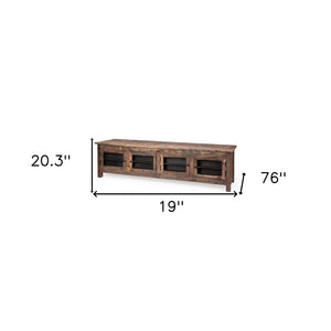 Homeroots 76" Brown Distressed Reclaimed Wood Enclosed Storage Tv Stand - Rustic Charm For Any Room Décor!  Reclaimed Wood 380196